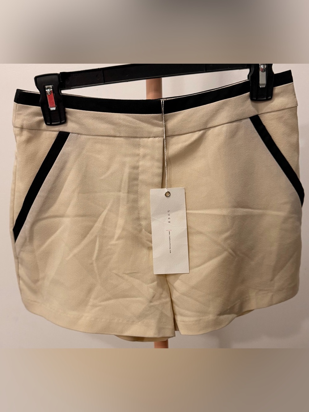 Lush Cream High-Waist Shorts with Black Trim
